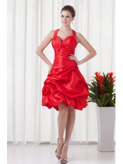 Taffeta Halter Sheath Knee-Length Cocktail Dress
