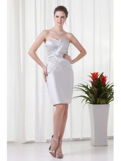 Satin Sweetheart Sheath Knee-Length Embroidered Cocktail Dress