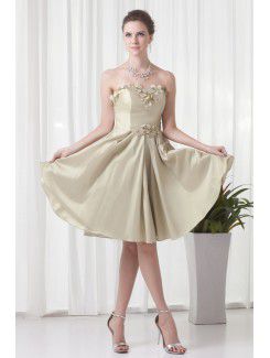 Taffeta Sweetheart Corset Knee-Length Embroidered Cocktail Dress