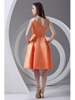 Satin Asymmetrical A-line Knee Length Sash Cocktail Dress