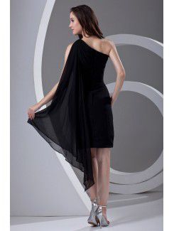 Chiffon Asymmetrical Sheath Knee Length Cocktail Dress