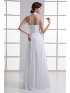 Chiffon Halter Column Floor Length Wedding Dress