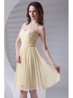 Chiffon Sweetheart Corset Knee Length Cocktail Dress