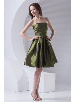 Taffeta Strapless A-line Knee Length Cocktail Dress