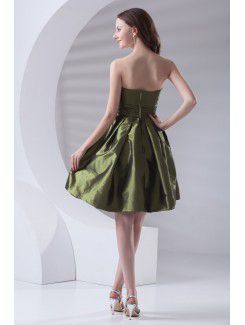Taffeta Strapless A-line Knee Length Cocktail Dress