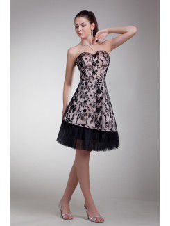 Lace Sweetheart Knee Length A-line Cocktail Dress