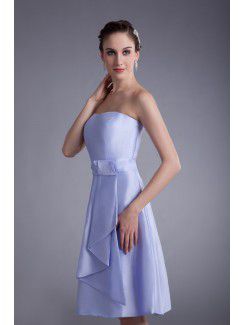 Taffeta Strapless Knee-Length A-line Sash Cocktail Dress