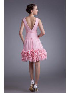 Chiffon V-Neck Knee-Length Column Cocktail Dress