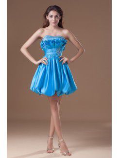 Satin Sweetheart Short Corset Embroidered Cocktail Dress