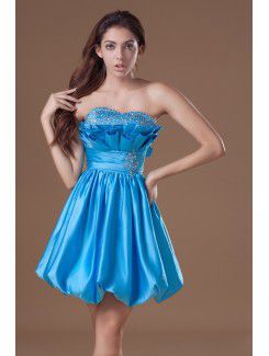 Satin Sweetheart Short Corset Embroidered Cocktail Dress