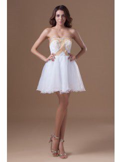 Organza Strapless Short A-line Embroidered Cocktail Dress