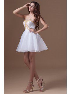 Organza Strapless Short A-line Embroidered Cocktail Dress
