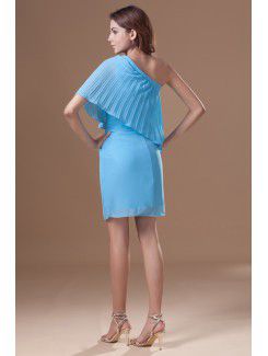 Chiffon Asymmetrical Knee Length Column Cocktail Dress