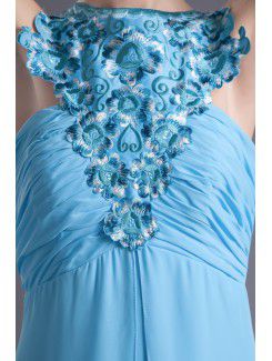 Chiffon Jewel Column Floor Length Prom Dress