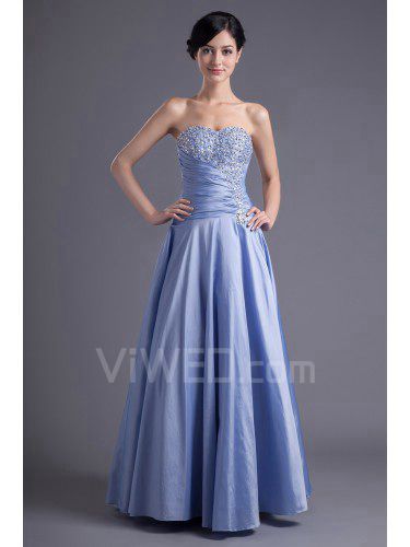 Taffeta Sweetheart A-line Floor Length Sequins Prom Dress