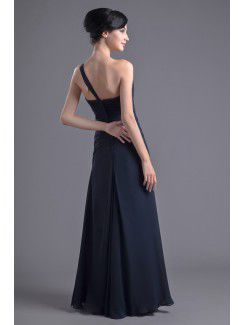 Chiffon One-Shoulder Column Floor Length Prom Dress