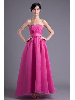 Organza Sweetheart A-line Floor Length Sequins and Sash Prom Dress