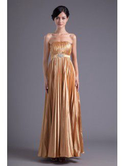 Satin Strapless Empire line Floor Length Prom Dress