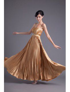 Satin Strapless Empire line Floor Length Prom Dress