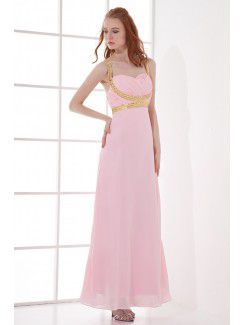 Chiffon Sweetheart Column Floor Length Sequins Prom Dress
