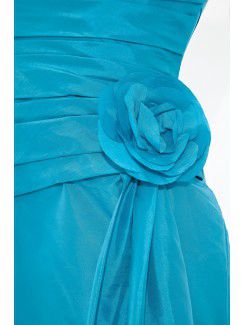 Taffeta V-Neckline Sheath Floor Length Hand-made Flower Prom Dress