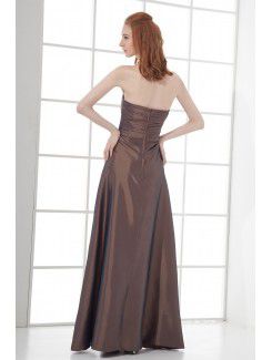 Taffeta Strapless Sheath Floor Length Bow Prom Dress