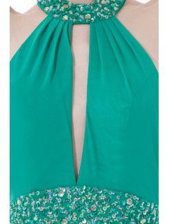 Satin Jewel Column Floor Length Sequins Prom Dress