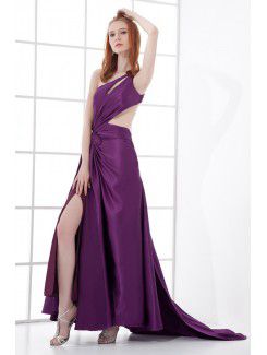 Satin Asymmetrical A-line Ankle-Length Prom Dress