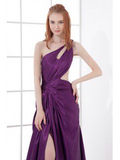 Satin Asymmetrical A-line Ankle-Length Prom Dress