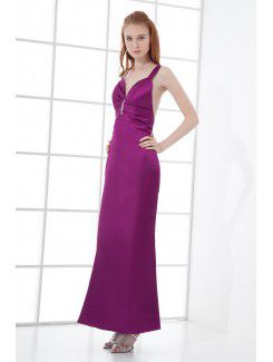 Satin Sweetheart Sheath Floor Length Sequins Prom Dress