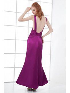 Satin Sweetheart Sheath Floor Length Sequins Prom Dress
