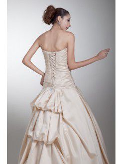 Satin Strapless Sweep Train Sheath Embroidered Wedding Dress