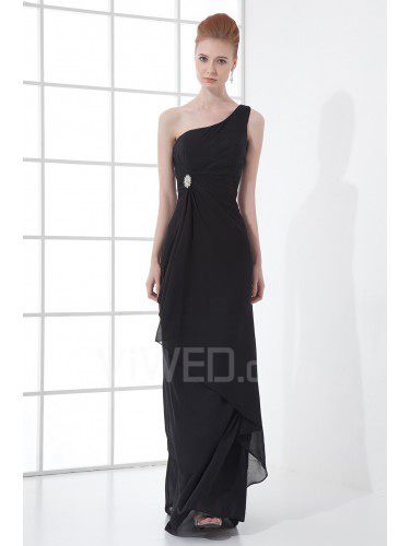 Chiffon Asymmetrical Sheath Floor Length Prom Dress