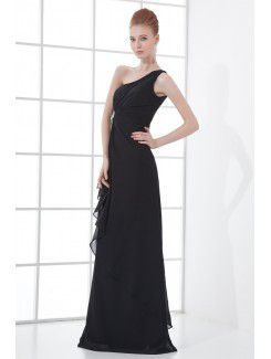 Chiffon Asymmetrical Sheath Floor Length Prom Dress