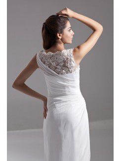 Chiffon Jewel Floor Length Column Embroidered Prom Dress