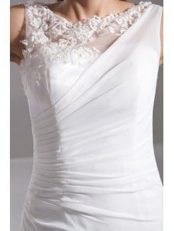 Chiffon Jewel Floor Length Column Embroidered Prom Dress