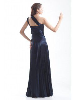 Satin One-Shoulder Floor Length Column Prom Dress
