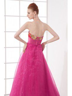 Organza Sweetheart A-line Floor Length Embroidered Prom Dress