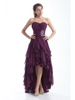 Chiffon Sweetheart Ankle-Length A-line Embroidered Prom Dress