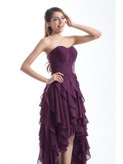 Chiffon Sweetheart Ankle-Length A-line Embroidered Prom Dress