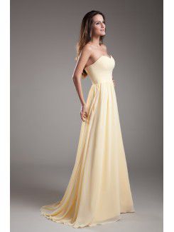 Chiffon Sweetheart Floor Length A-line Embroidered Prom Dress