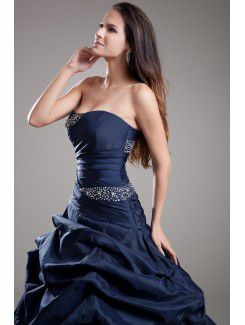 Satin Sweetheart Floor Length A-line Embroidered Prom Dress