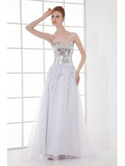 Organza Sweetheart Sheath Floor Length Sequins Prom Dress