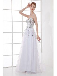 Organza Sweetheart Sheath Floor Length Sequins Prom Dress