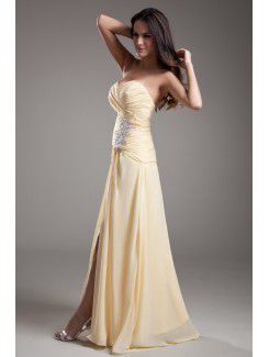 Chiffon and Lace Sweetheart Ankle-Length Column Embroidered Prom Dress