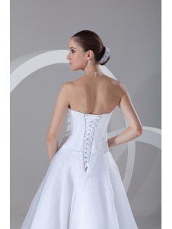 Organza Strapless Ankle-Length Column Short Wedding Dress