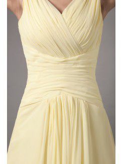 Chiffon V-Neck Floor Length Column Prom Dress