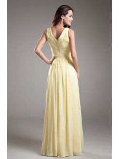 Chiffon V-Neck Floor Length Column Prom Dress