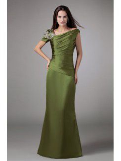 Silk Asymmetrical Floor Length Sheath Embroidered Prom Dress