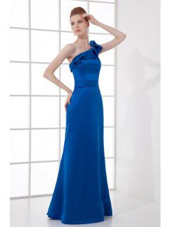Satin Asymmetrical Sheath Floor Length Prom Dress